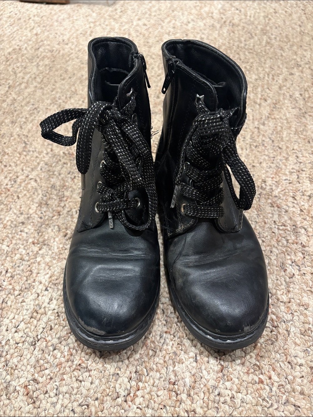 Classic Black Lace-Up girls Ankle Boots